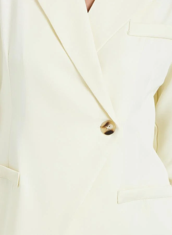 Styli Women Cream Button-Front Blazer